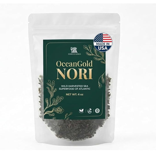 Nori Dried Seaweed Flakes (4 oz) | Vegan Certified Wild North Atlantic Nori Laver