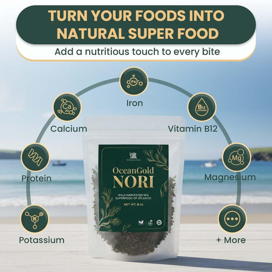 Nori Dried Seaweed Flakes (4 oz) | Vegan Certified Wild North Atlantic Nori Laver