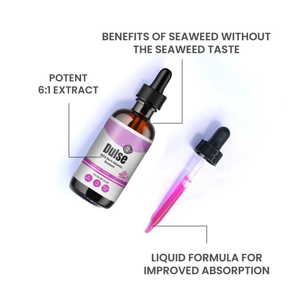 Organic Atlantic Dulse Seaweed Extract Drops | Liquid Dulse Whole Leaf Supplement – Wildcrafted Vegan Formula