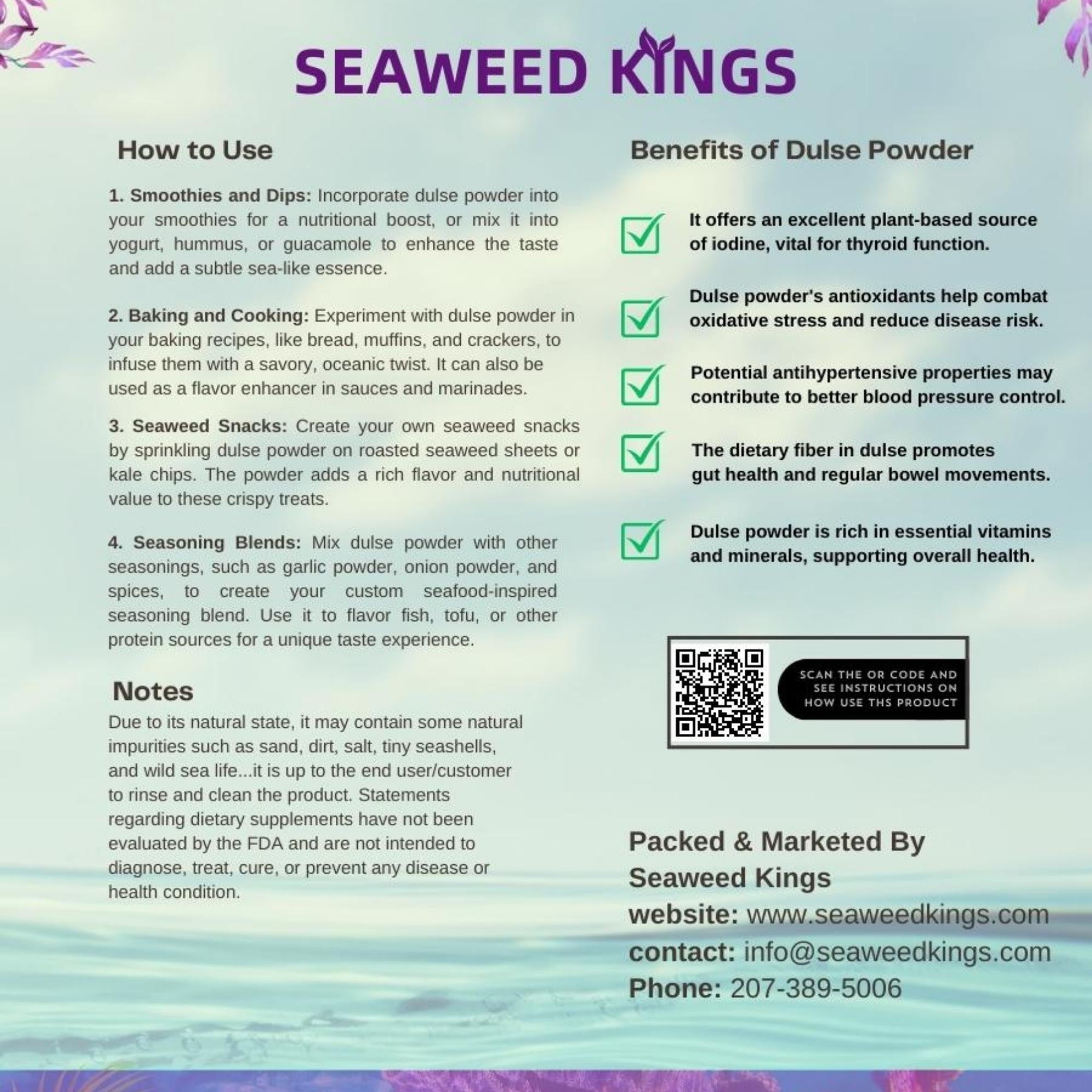 Atlantic Dulse Powder – 100% Pure Organic Dulse Powder | Wildcrafted Dulse Seaweed Powder from Maine